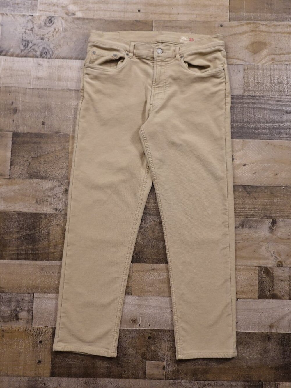 Faherty Brand Five-Pocket Pants Men’s 33 Beige Khaki Stretch Casual Straight